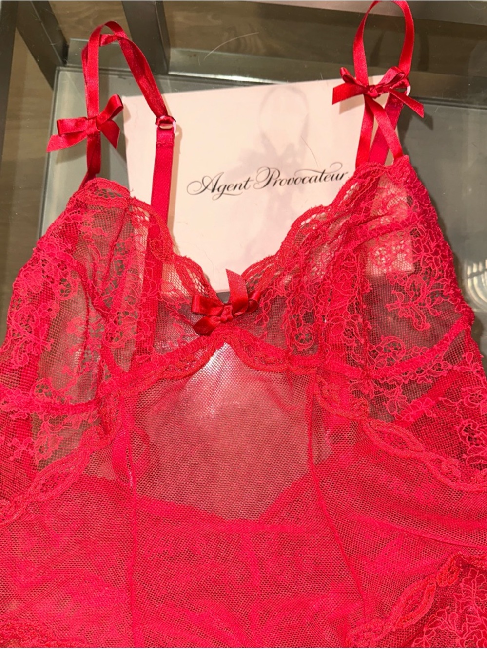 Gorgeous Agent Provocateur RED Love Lace Chemise slip short medium 4
